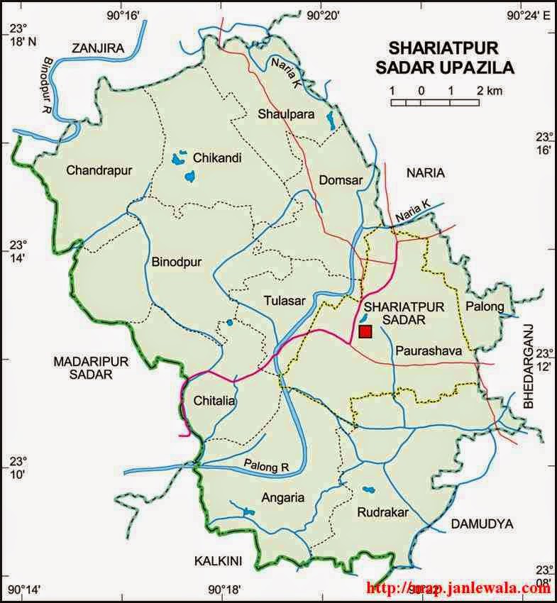 shariatpur sadar upazila map of bangladesh