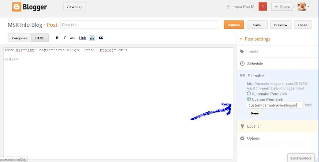Custom permalink settings in blogger