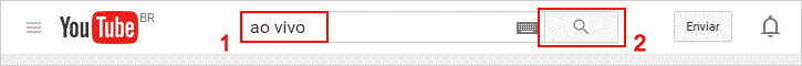 pesquisar vídeos ao vivo no Youtube