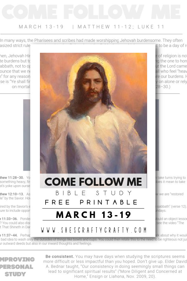 Come Follow Me Printable pinterest pin March 13