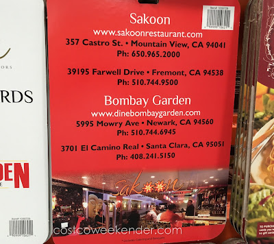 Costco 1039729 - Save 20% with 2 $50 gift cards to Sakoon or Bombay Garden restuarants