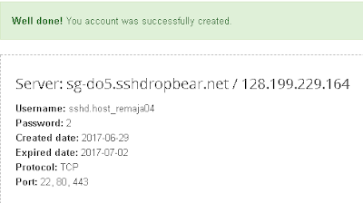 Akun SSH Premium Server Singapura SGDO 5