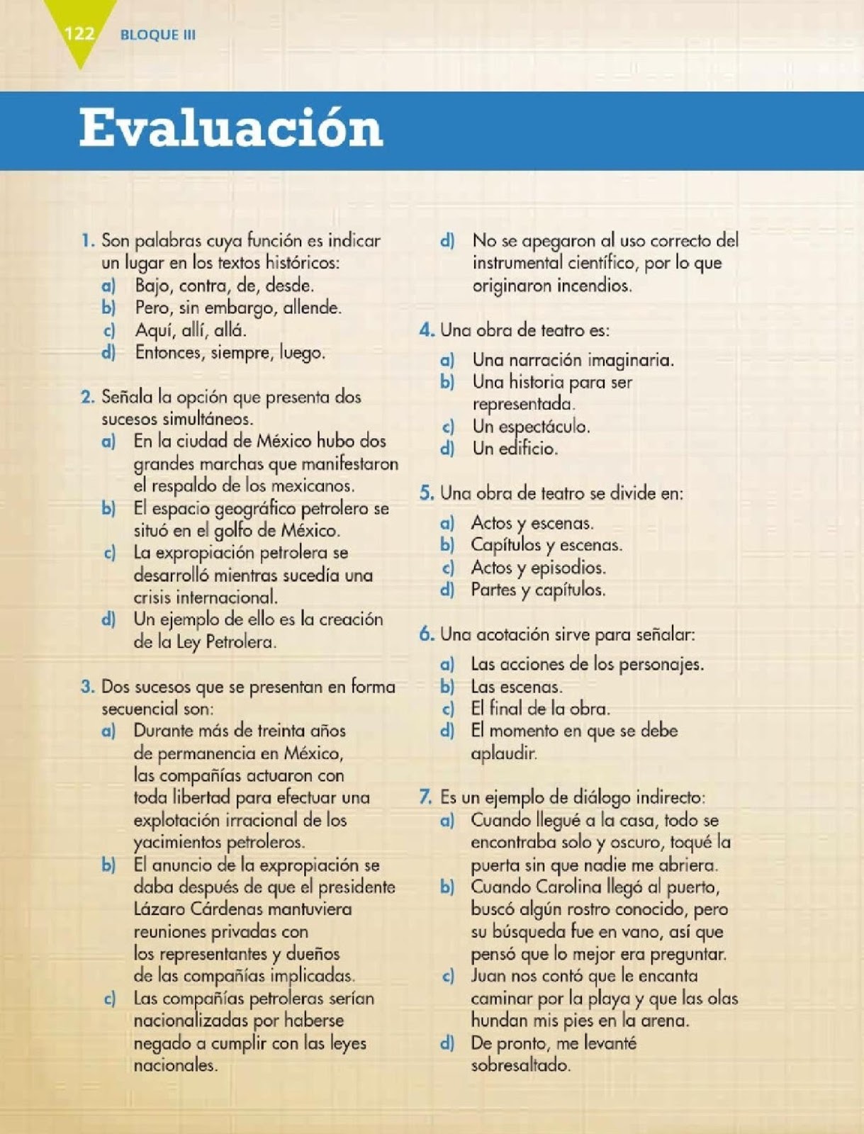 Evaluación Bloque III ~ Apoyo Primaria