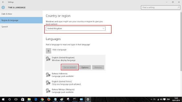 Set as default bahasa windows 10