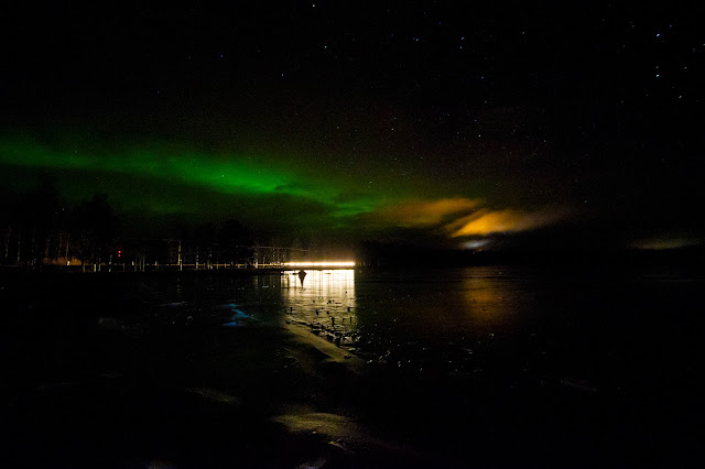 Aurora boreale dal parco dell'Arktikum museum-Rovaniemi