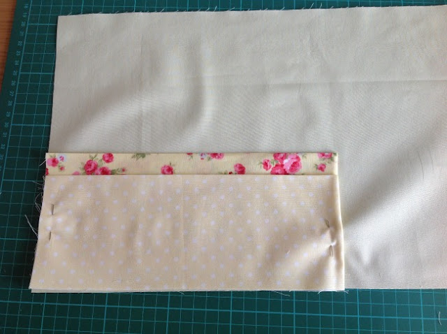 pouches placed onto lining and pinned