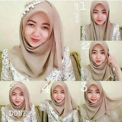 tutorial hijab segitiga untuk pesta