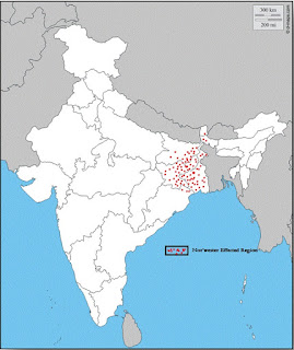 Fig:1: Nor'wester  Effected Zone of India