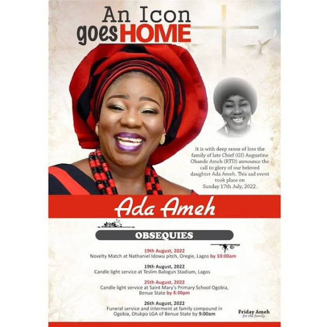 Actress Ada Ameh Obituary Released by Her Family