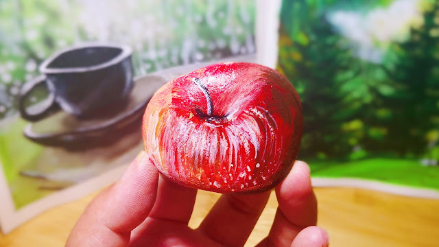 DIY Acrylic stock Apple，how to draw funny with stock, come to see my idea