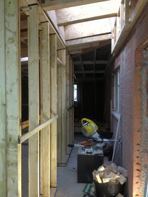 mitre-saw trapped in new corridor after the wall is built