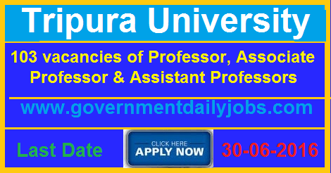 FACULTY IN TRIPURA UNIVERSITY RECRUITMENT 2016