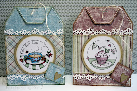 Teabag shaped cards with LOTV Tea for two stamps