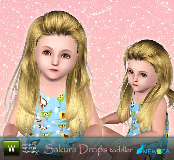 Newsea Sakura Drops Female Hairstyle. Download at The Sims Resource 