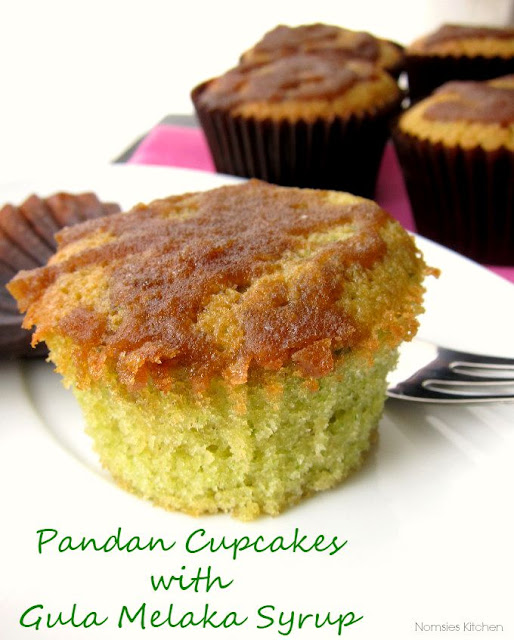 Pandan Cupcakes with Gula Melaka Syrup Recipe from Nomsies Kitchen