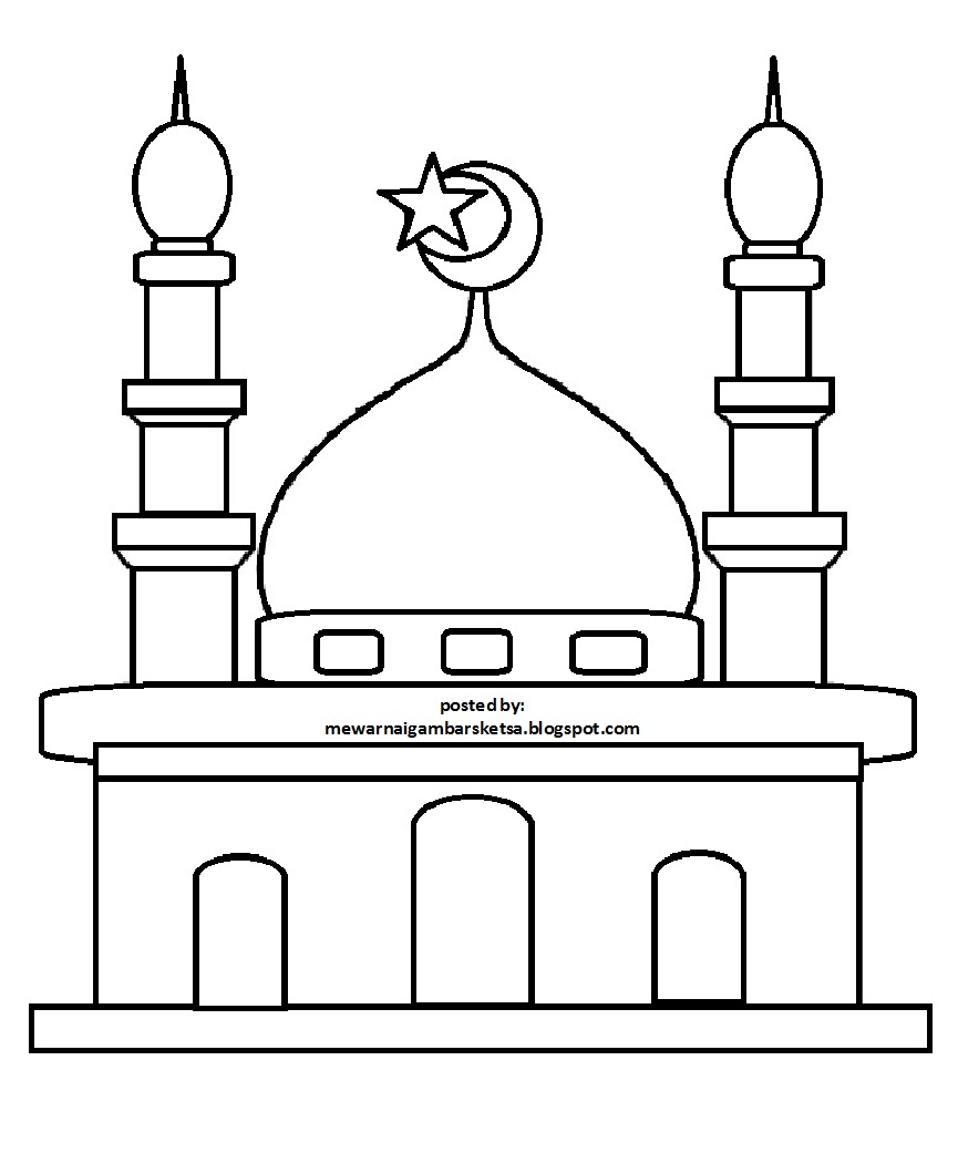Mewarnai Gambar: Mewarnai Gambar Sketsa Masjid 31
