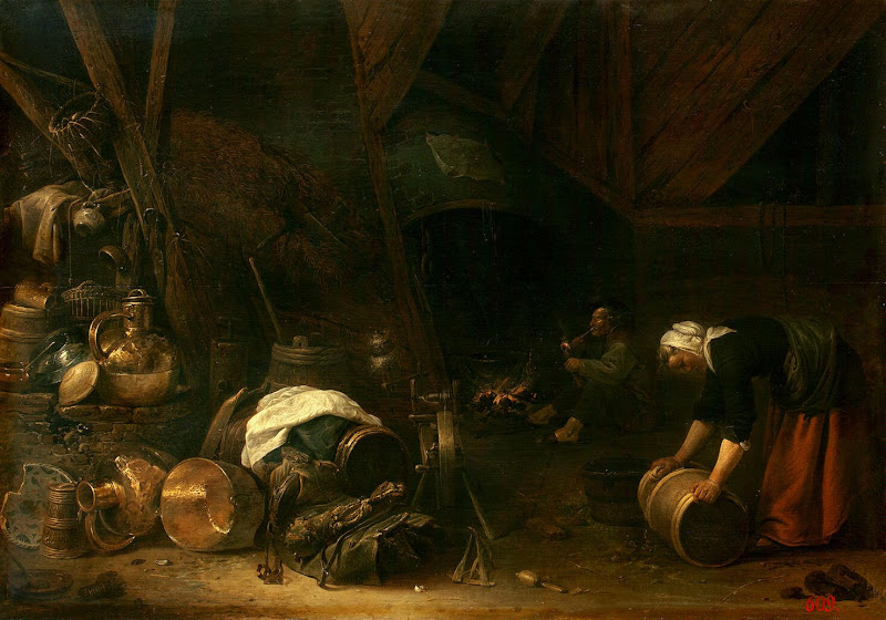 Interior of a Peasant Hut by Herman Saftleven II - Genre Paintings from Hermitage Museum
