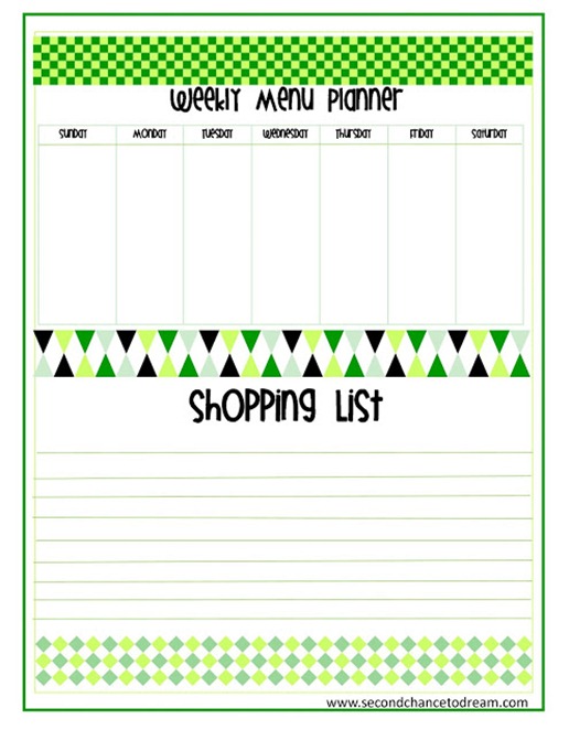 aweekly menu planner printable