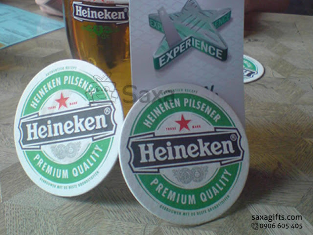 Lót ly giấy in logo Heneiken beer hình tròn – LL009