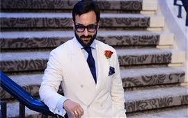Bollywood Actor Saif Ali Khan in White Suit HD Wallpapers