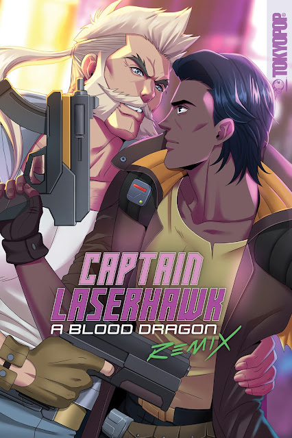 Captain Laserhawk A Blood Dragon Remix boys love BL manga cover, Dolph Laserhawk & Alex Taylor, Capitão Laserhawk