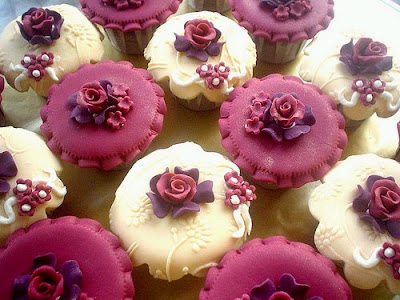 Maroon Engagement Cupcakes