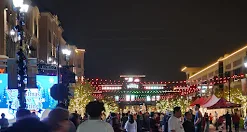 Sugar Land Town Square screen and lights.