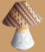 Antique table lamp with a lampshade batik