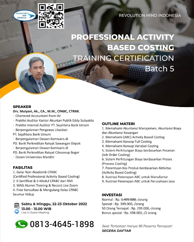 WA.0813-4645-1898 | Certified Professional Activity Based Costing (CPABC) 22 Oktober 2022