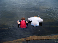 exploring lake with snorkel