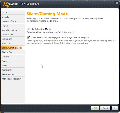 Setting avast supaya tidak mengganggu saat bermain game 