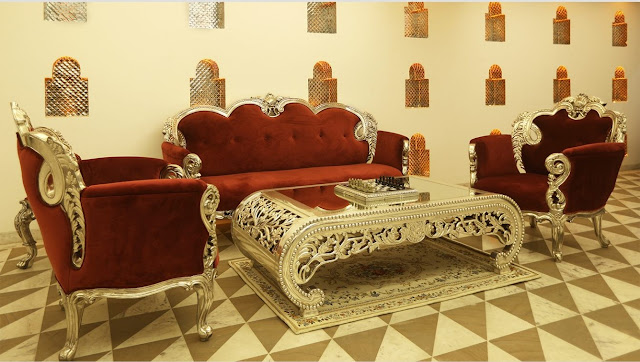 enhance the beauty of your living room with Beyondsquare by ordering online silver sofa set