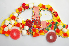 Create candy mosaic art with kids