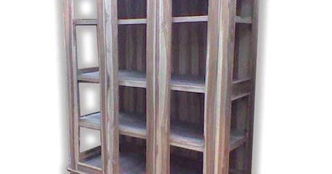  Lemari  buku kayu  jati 3  pintu  full kaca  Allia Furniture