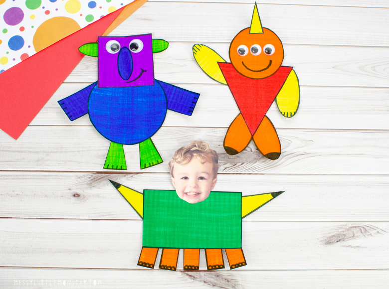 Easy shape monster paper craft with template - mix and match paper craft ideas