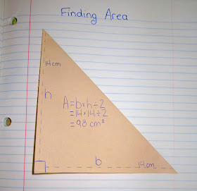 photo of area of triangles math journal entry @ Runde's Room