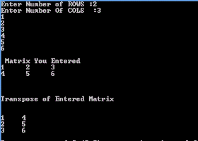 C++ program transpose example of a matrix