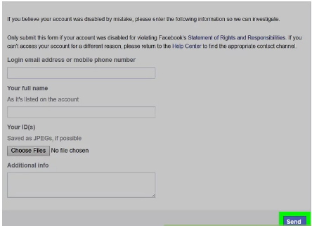 Facebook Disabled Account id request