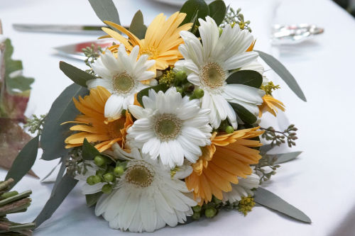 Creamy butter yellow gerbera wedding bouquet