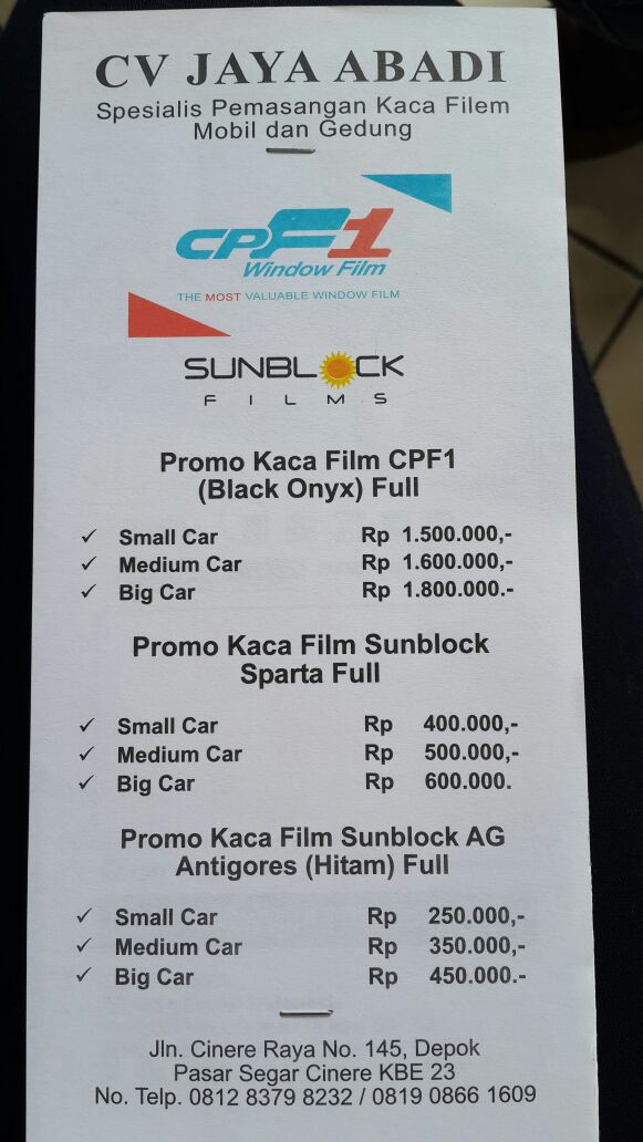 CV Jaya Abadi Mau Pasang Kaca  Film  Murah tapi tidak 