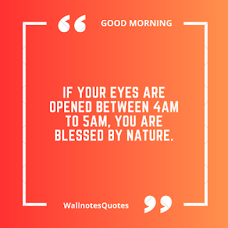Good Morning Quotes, Wishes, Saying - wallnotesquotes - If your eyes are opened between 4am to 5am, You are blessed by nature