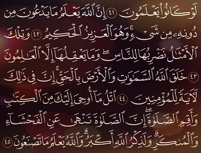 شرح وتفسير سورة العنكبوت Surah Al Ankabut  ( من الآية 42 إلى ألاية 52 )