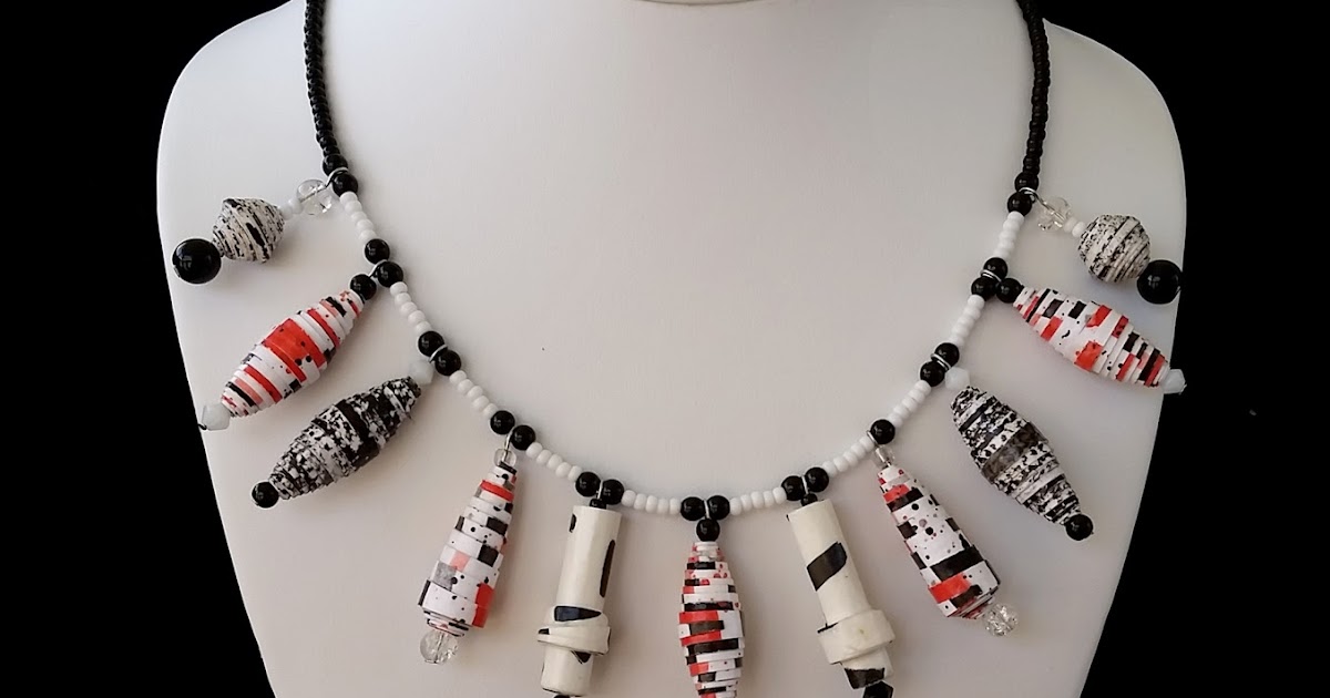 Download POP ART DIVA LAND: Contemporary Black, White & Red Paper Bead Choker Necklace, Paper Necklace ...