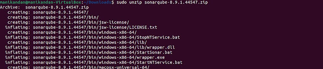 unzip sonarqube