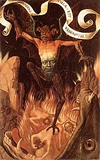 تفاصيل الشيطان من كتاب هانز ميملينج للثلاثي الدنيوي والخلاص الإلهي ( سي 1485)