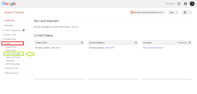 "Fetch as Google" search console Cara Submit Artikel ke Google Webmaster (Update)