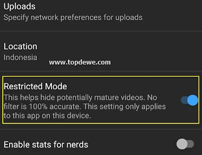 Cara memblokir konten dewasa di youtube android
