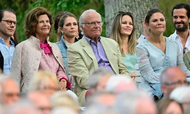 Queen Silvia, Princess Estelle and Princess Sofia. Princess Victoria in By Malina dress. Princess Madeleine in Zimmermann