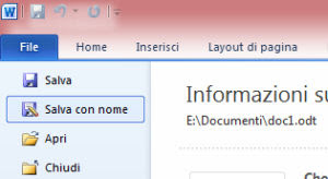trova cartella di salvataggio in word