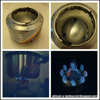Homemade alcohol stove made from 325ml aluminium beverage can (pop can).
